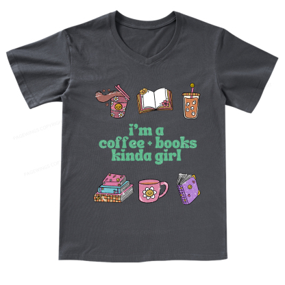 Pagewings I 'm A Coffee Books Kinda Girl V-neck T-shirt