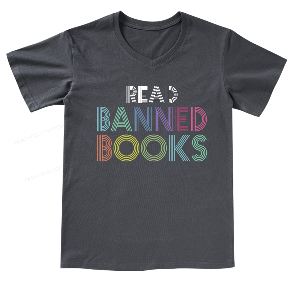 Pagewings Read Banned Books Shirt V-neck T-shirt