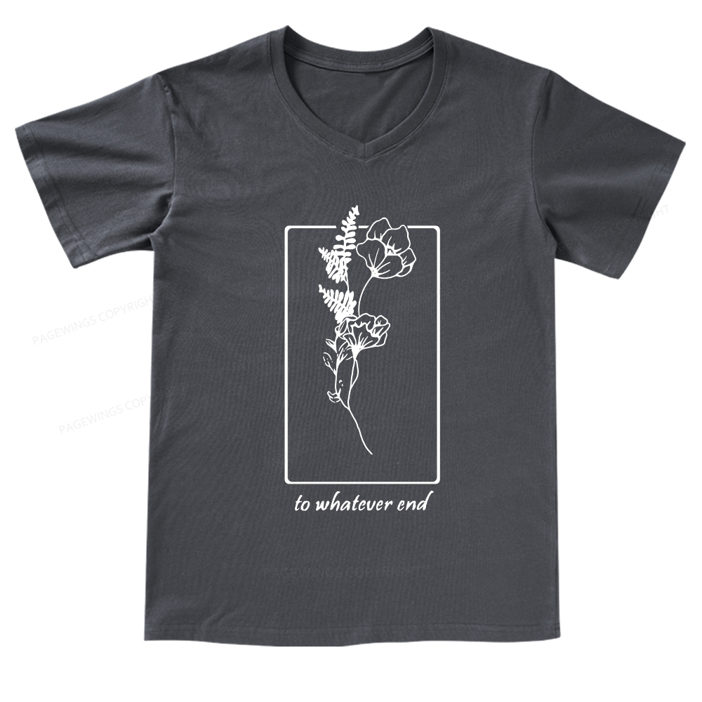 Pagewings Throne Of Glass Flower Aelin Quote V-neck T-shirt