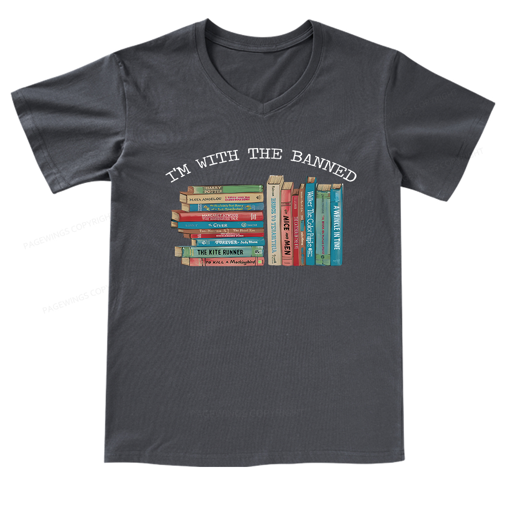 Pagewings I'm With The Banned Books V-neck T-shirt