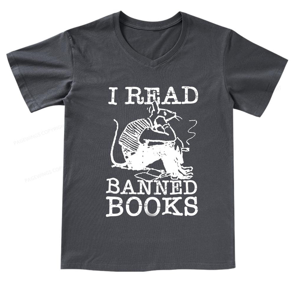Pagewings I Read Banned Books T Shirt V-neck T-shirt
