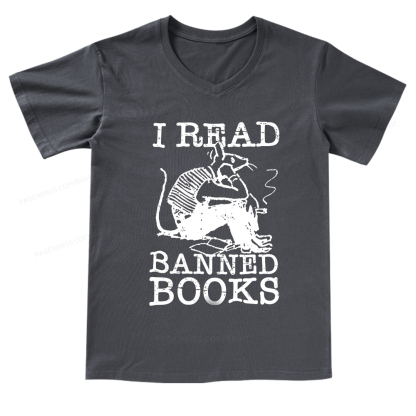 Pagewings I Read Banned Books T Shirt V-neck T-shirt