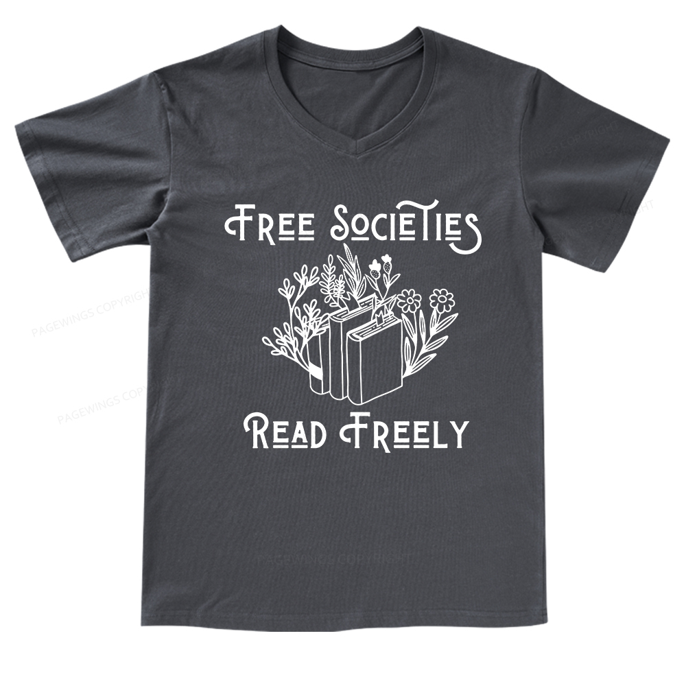 Pagewings Free Societies Read Freely V-neck T-shirt
