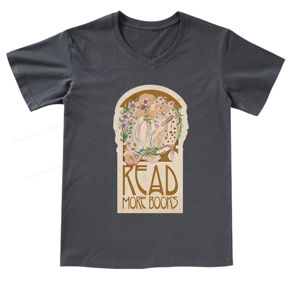 Pagewings Read More Books V-neck T-shirt