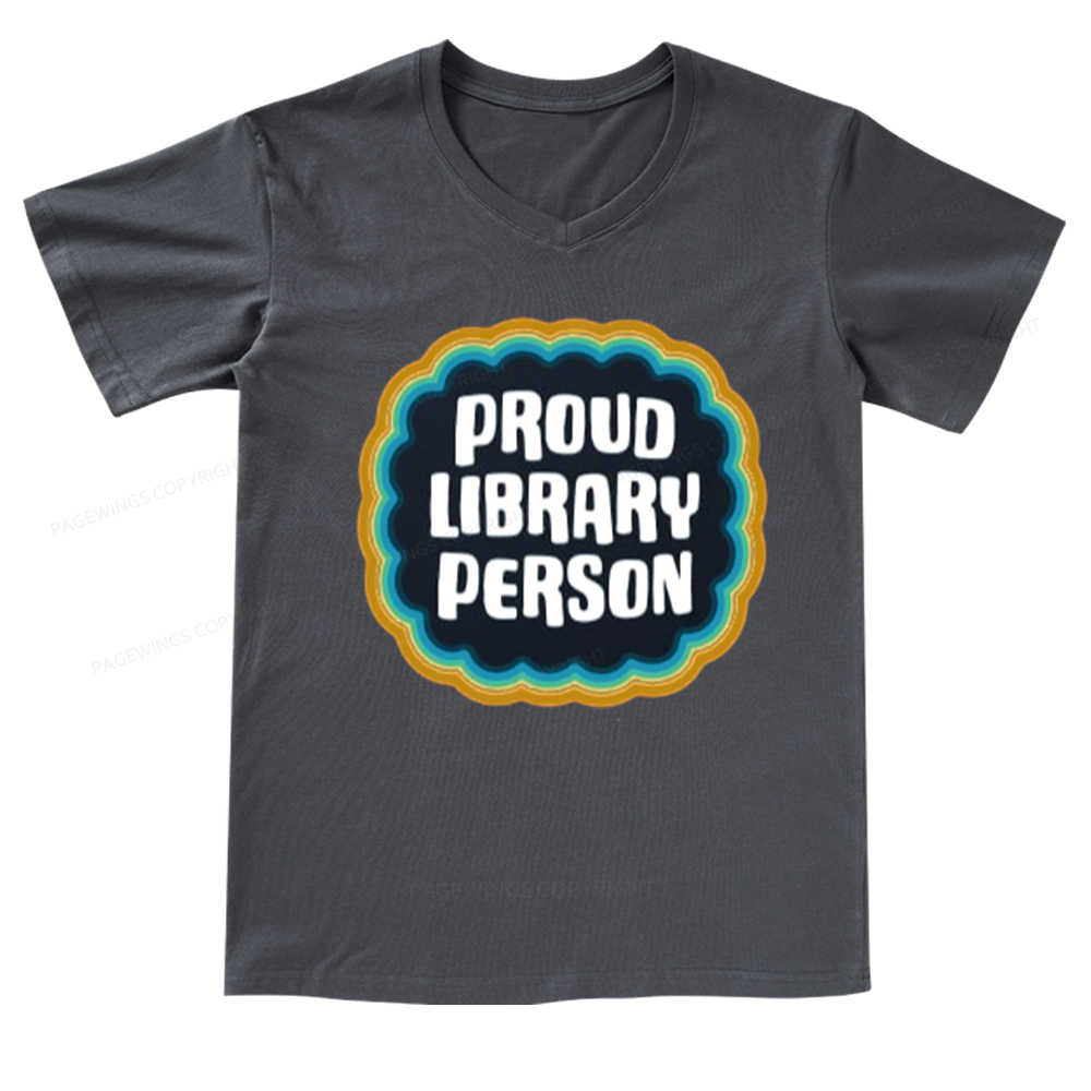 Pagewings Proud Library Person V-neck T-shirt
