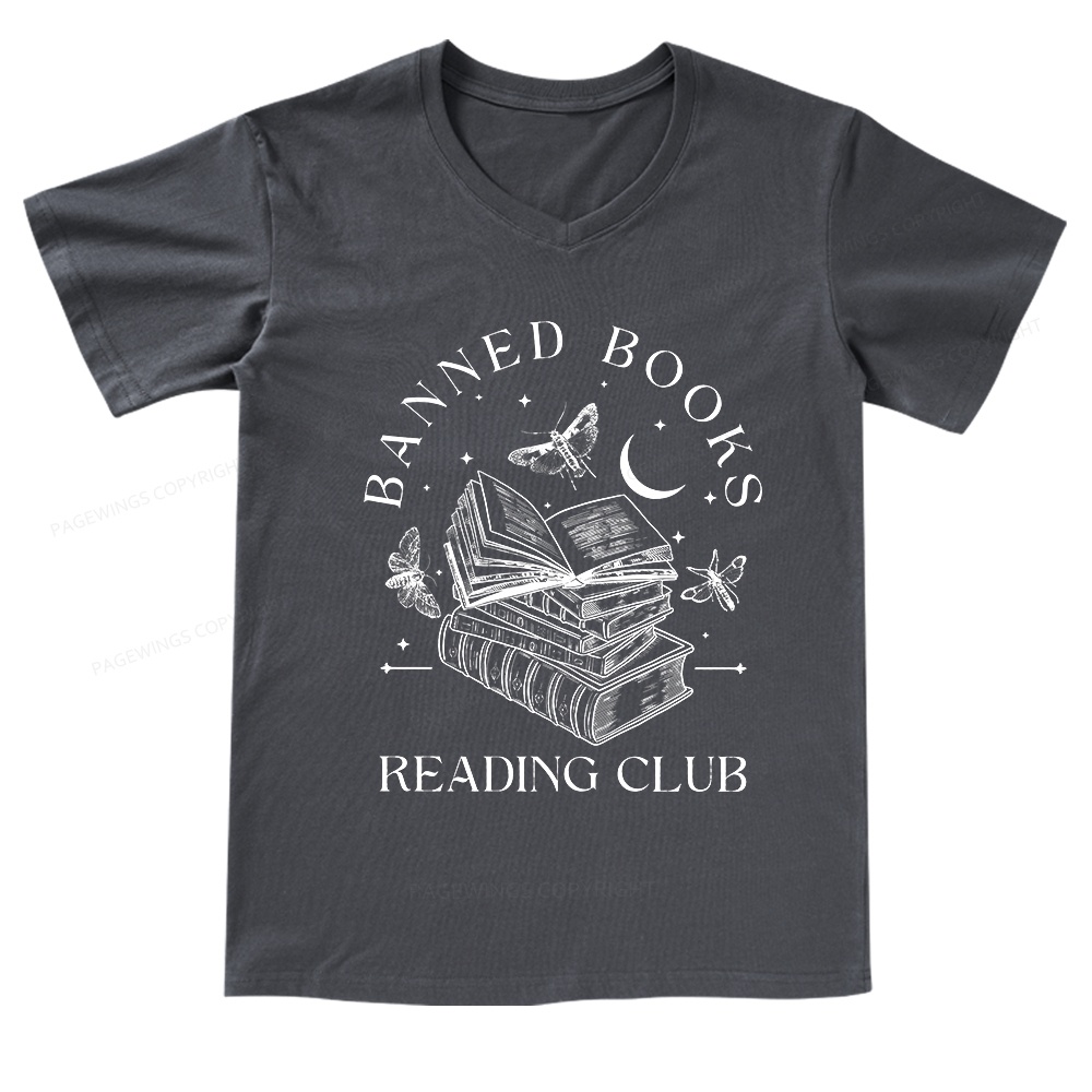 Pagewings Banned Book Reading V-neck T-shirt