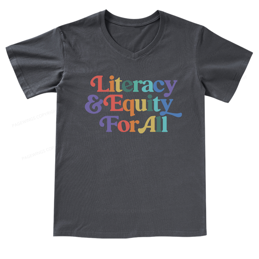 Pagewings Literacy & Equity For All V-neck T-shirt