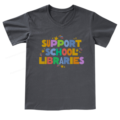 Pagewings Support School Libraries V-neck T-shirt