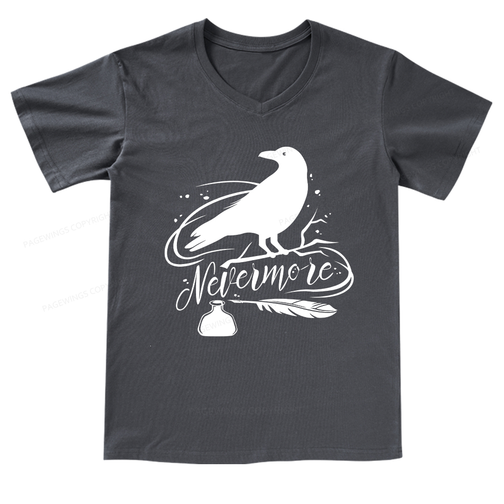 Pagewings Edgar Allen Poe tee V-neck T-shirt