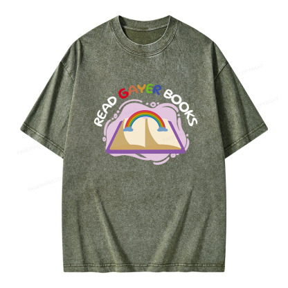 Pagewings Read Gayer Books Unisex Washed T-shirt