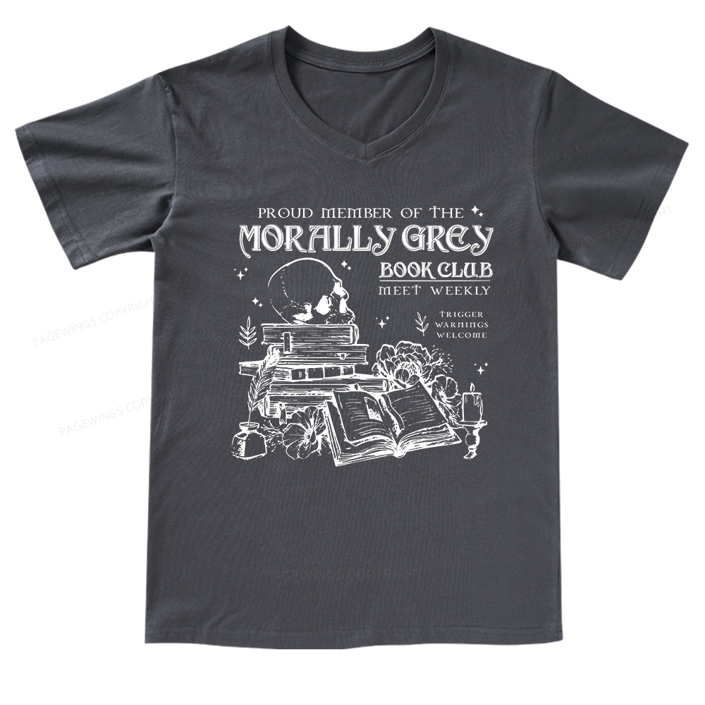 Pagewings Morally Grey Book Club V-neck T-shirt