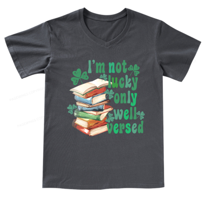 Pagewings St Patty Day Trendy Retro Book Shamrock V-neck T-shirt