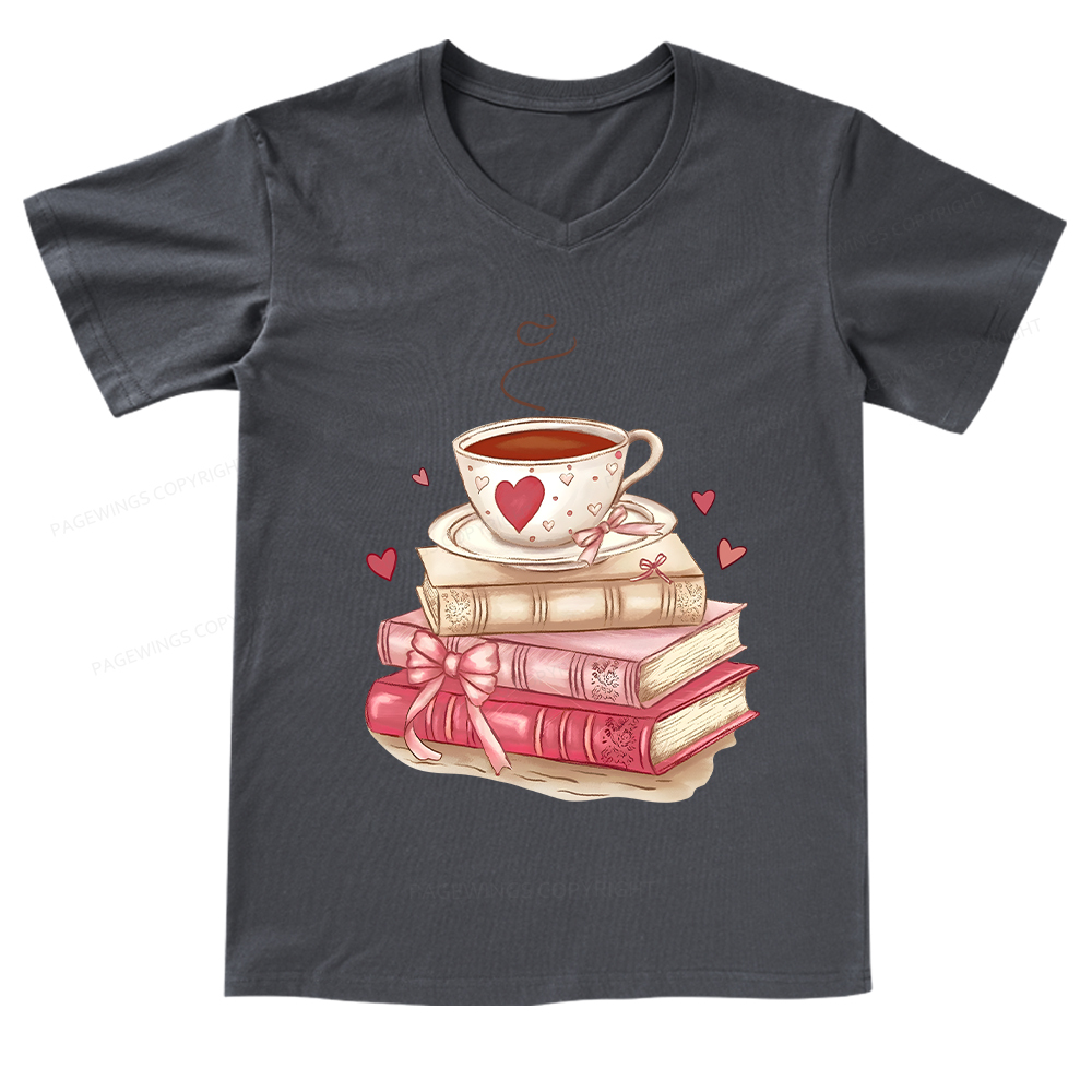 Pagewings Book Lover Valentine Sweatshirt V-neck T-shirt