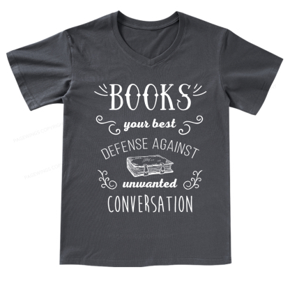 Pagewings Books your best defense Book Reading V-neck T-shirt