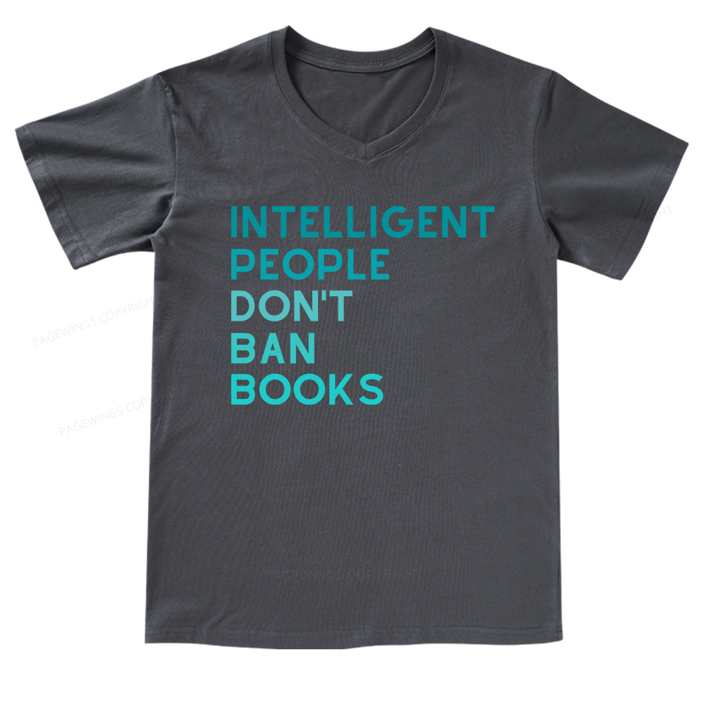 Pagewings Intelligent People Don't Ban Books V-neck T-shirt