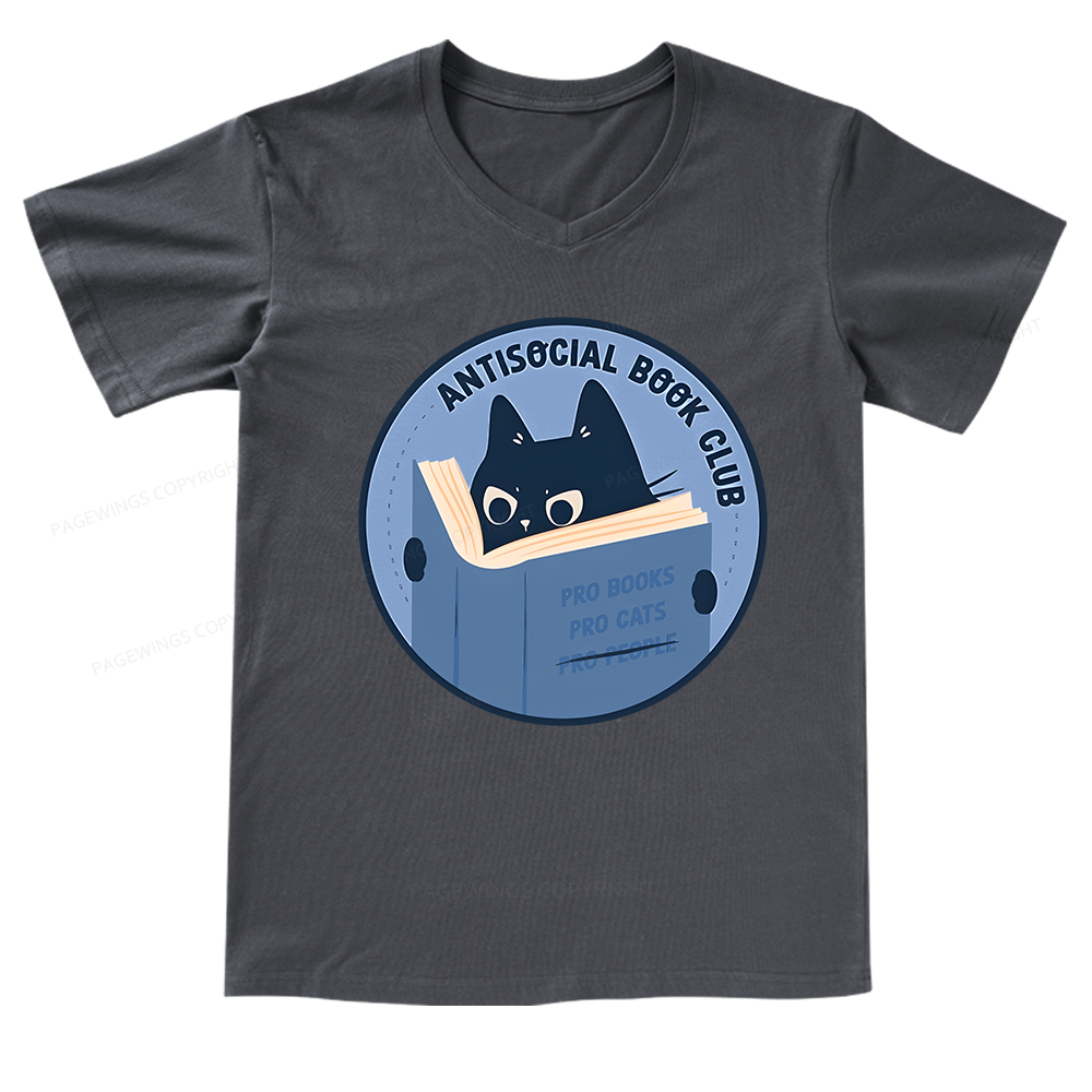 Pagewings Anitisocial Book Club T-Shirt V-neck T-shirt