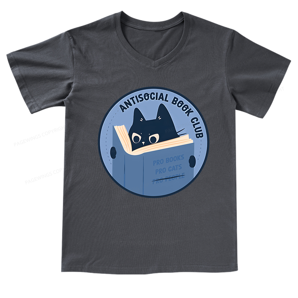 Pagewings Anitisocial Book Club T-Shirt V-neck T-shirt