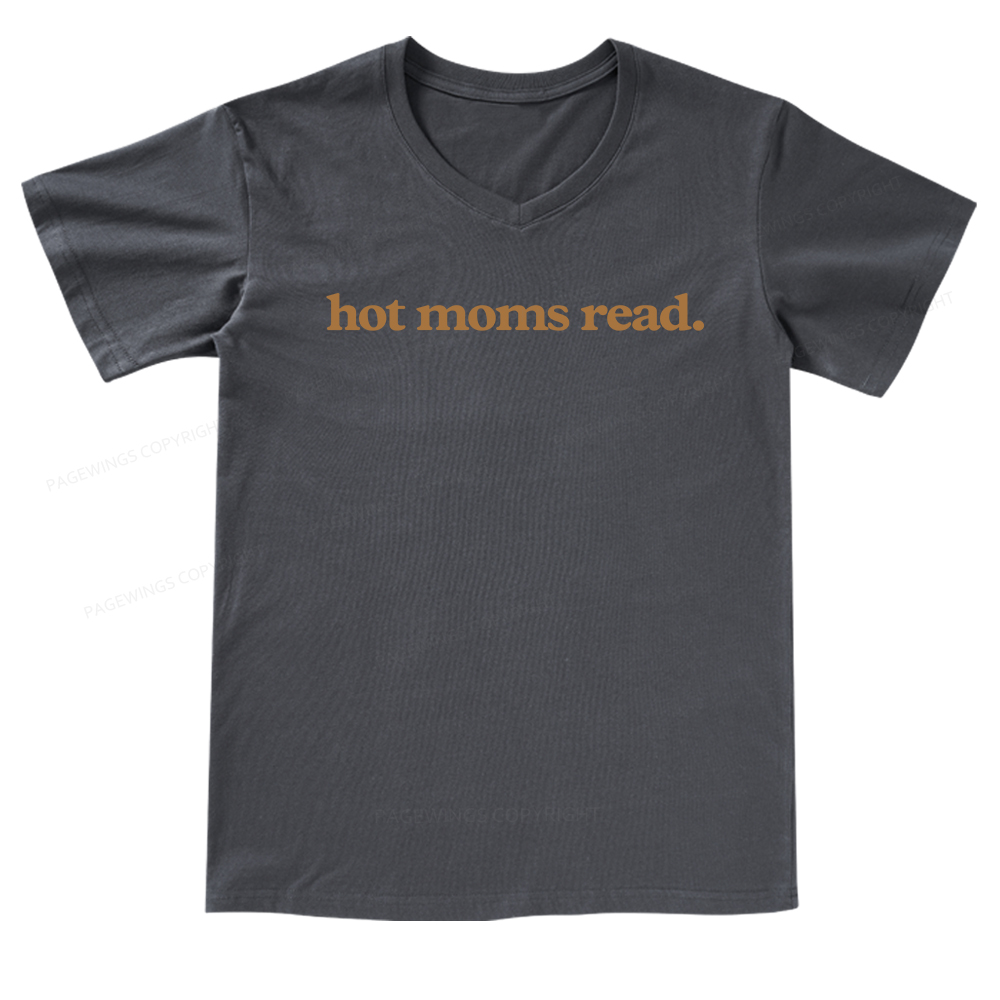 Pagewing Hot Moms Read V-neck T-shirt