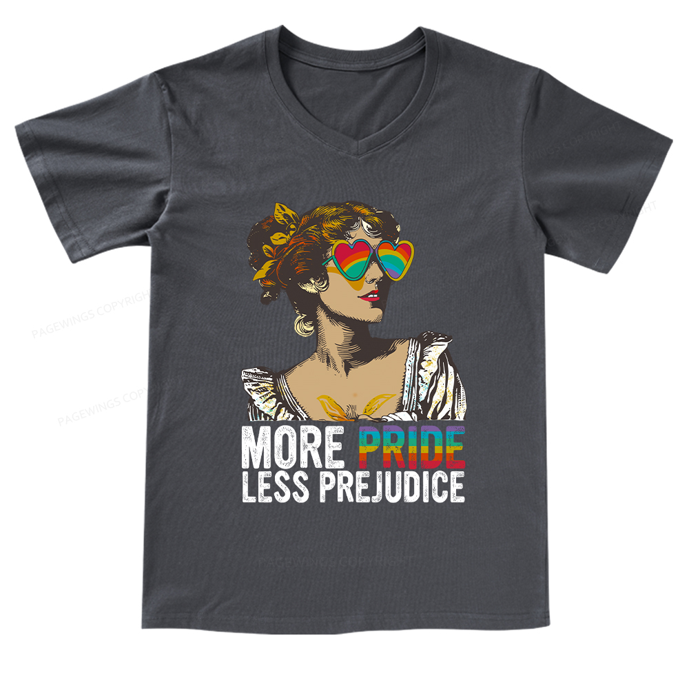 Pagewings More Pride Less Prejudice V-neck T-shirt