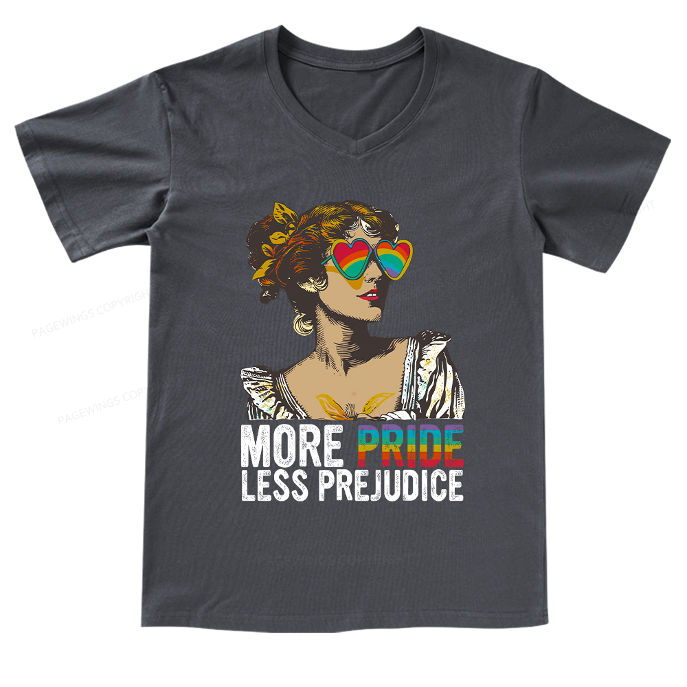 Pagewings More Pride Less Prejudice V-neck T-shirt
