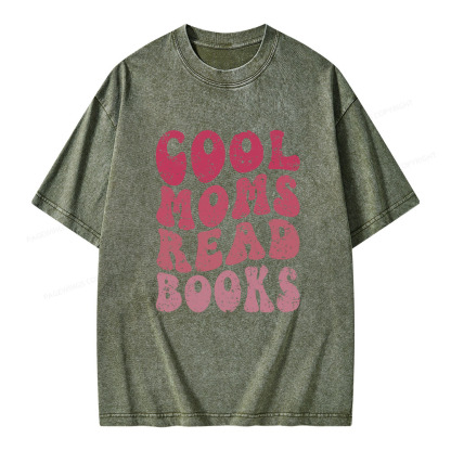 Pagewings Cool Moms Read Books Unisex Washed T-shirt