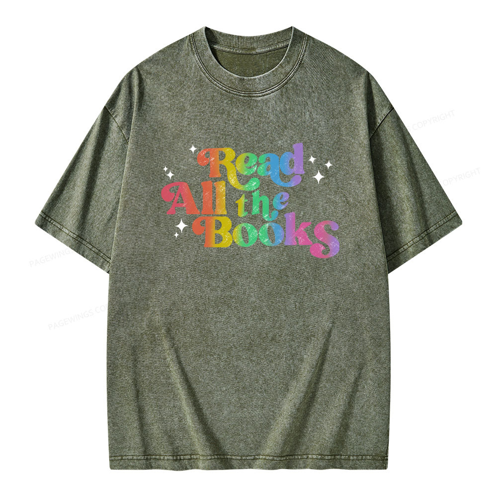 Pagewings Read All the Books Unisex Washed T-shirt