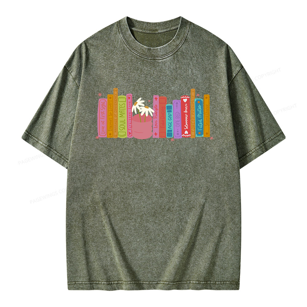 Pagewings Romance Book Tropes Unisex Washed T-shirt