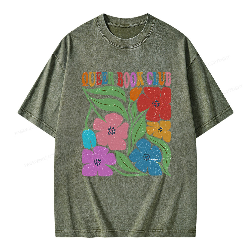 Pagewings Queer Book Club Unisex Washed T-shirt