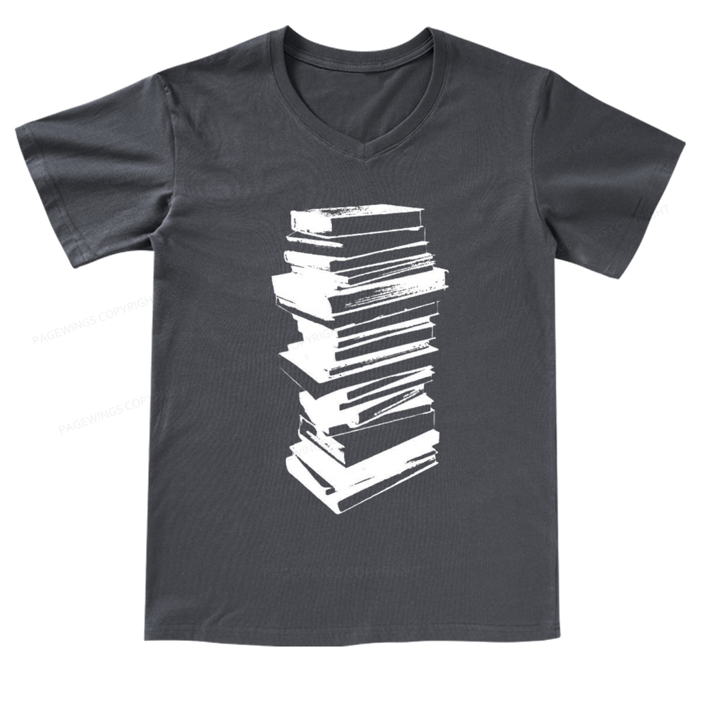 Pagewings Stack of Books V-neck T-shirt