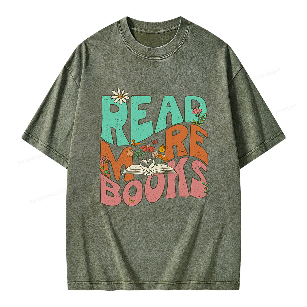 Pagewings Read More Books Unisex Washed T-shirt