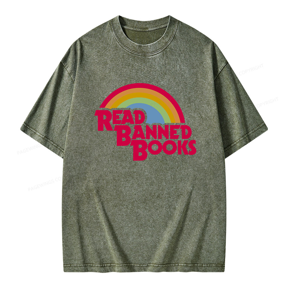 Pagewings Read Banned Books Unisex Washed T-shirt
