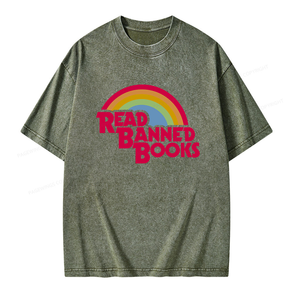 Pagewings Read Banned Books Unisex Washed T-shirt