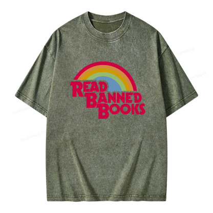 Pagewings Read Banned Books Unisex Washed T-shirt