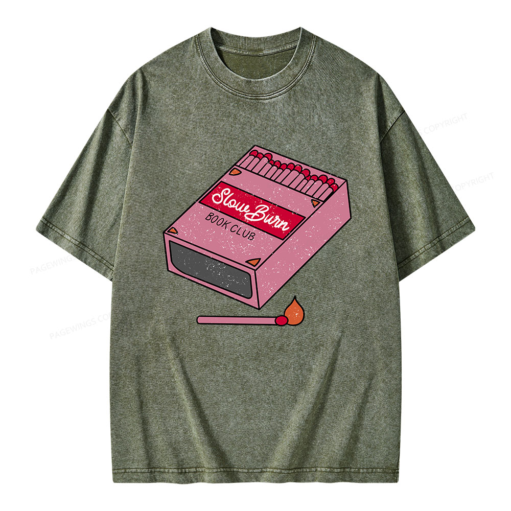 Pagewings Slow Burn Book Club Unisex Washed T-shirt