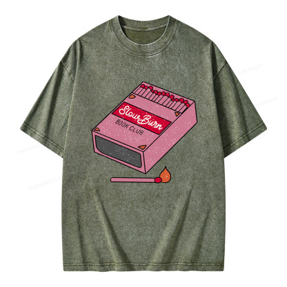 Pagewings Slow Burn Book Club Unisex Washed T-shirt