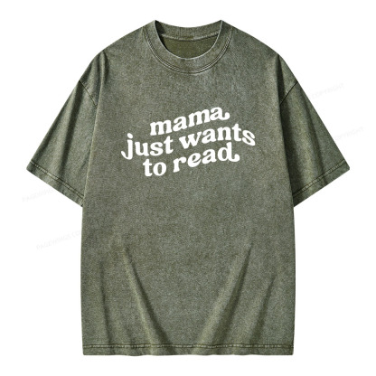 Pagewings Mama Just Wants to Read Unisex Washed T-shirt