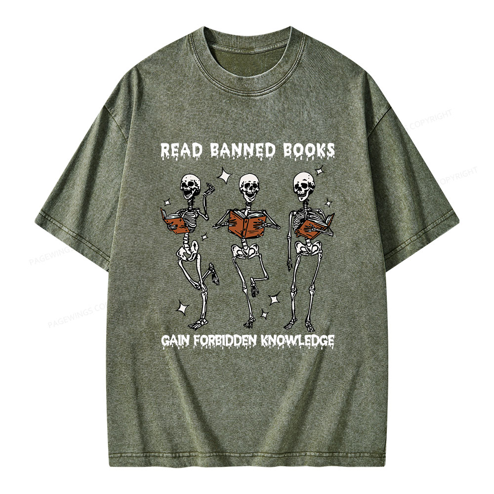 Pagewings Read Banned Books Gain Forbidden Knowledge Unisex Washed T-shirt