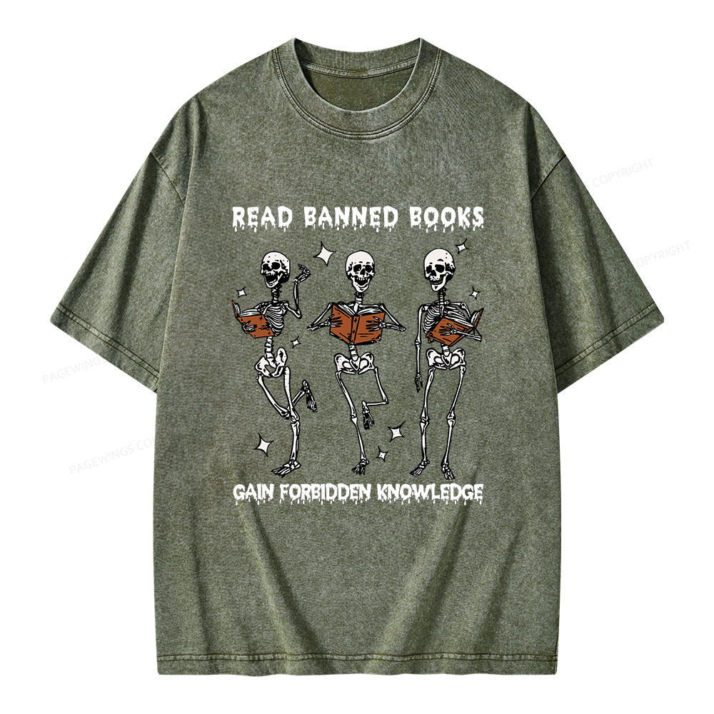 Pagewings Read Banned Books Gain Forbidden Knowledge Unisex Washed T-s
