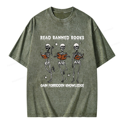 Pagewings Read Banned Books Gain Forbidden Knowledge Unisex Washed T-shirt