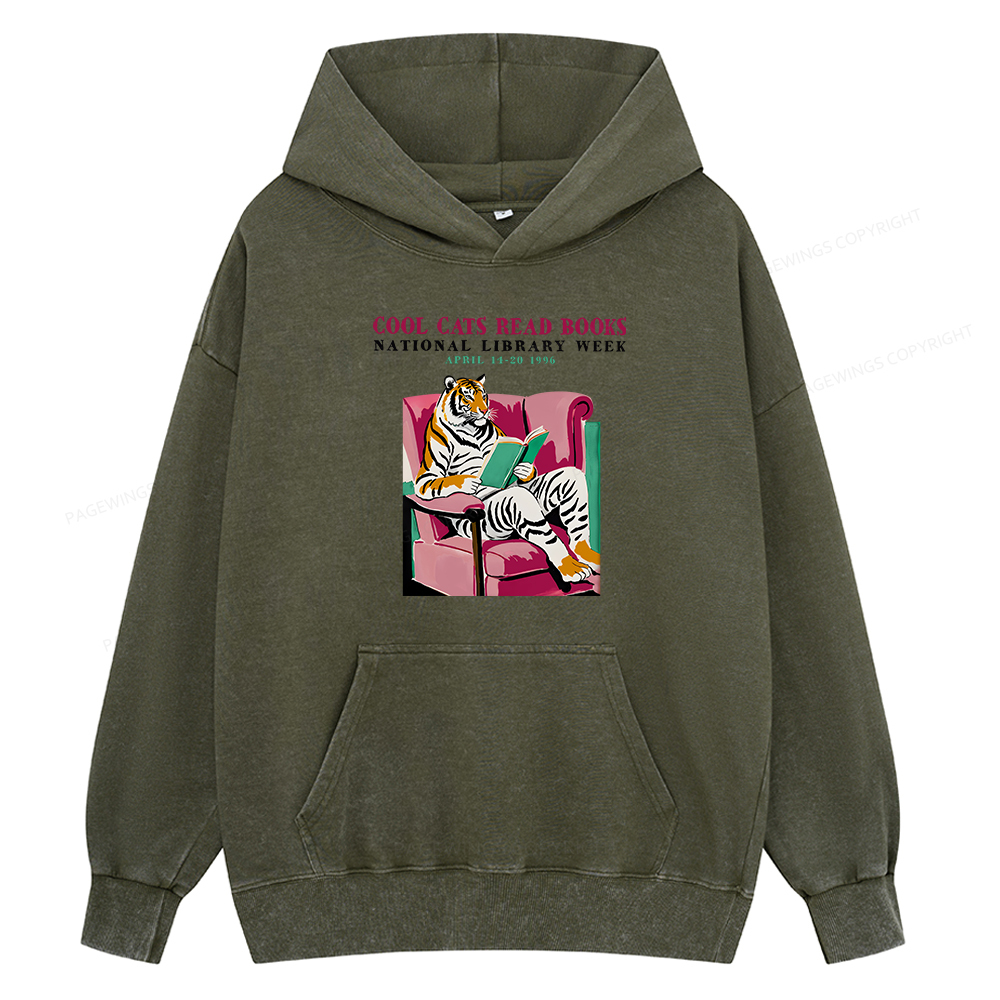 Pagewing Library Week Poster 1996 Unisex Washed Hoodie