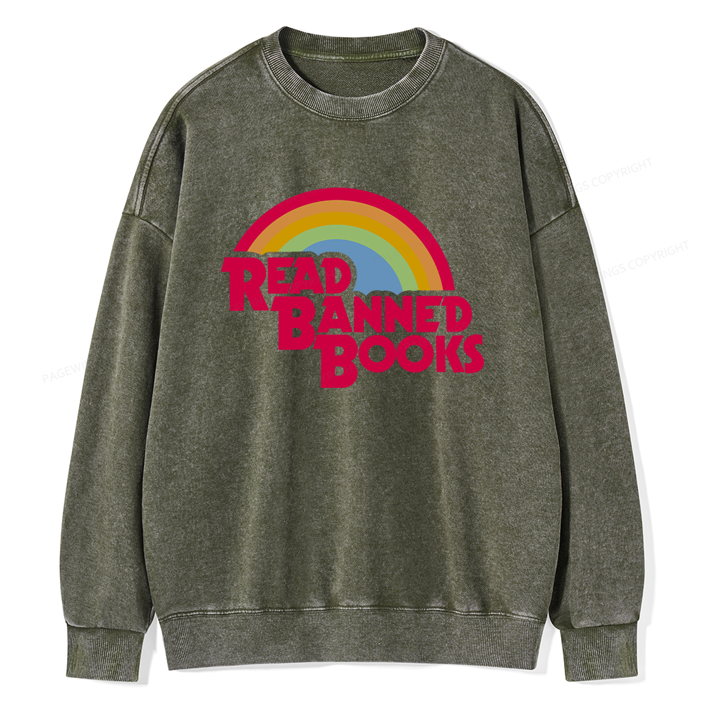 Pagewings Read Banned Books Unisex Washed Sweatshirt