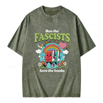Pagewings Ban the Fascists Save the Books Unisex Washed T-shirt
