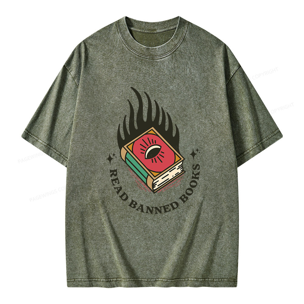 Pagewings Read Banned Books Unisex Washed T-shirt
