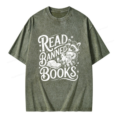 Pagewings Read Banned Books Unisex Washed T-shirt