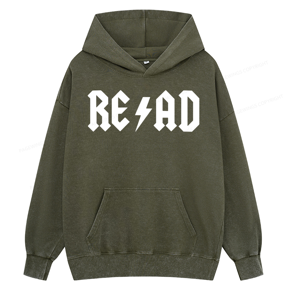 Pagewing Read Back In The Library rock And Roll Unisex Washed Hoodie