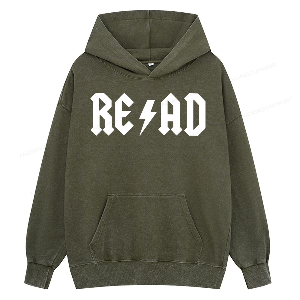 Pagewing Read Back In The Library rock And Roll Unisex Washed Hoodie
