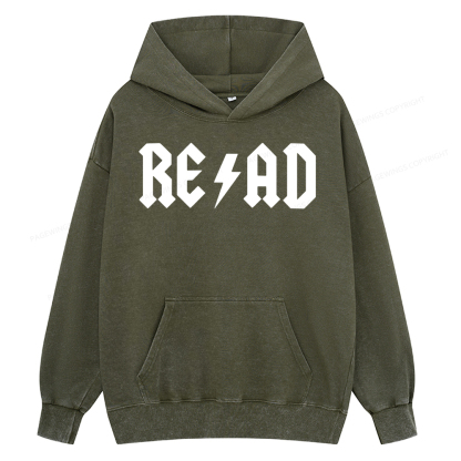 Pagewing Read Back In The Library rock And Roll Unisex Washed Hoodie