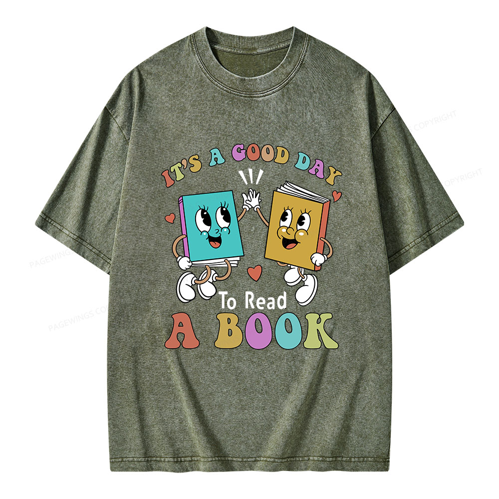 Pagewings It's A Good Day To Read A Book Unisex Washed T-shirt
