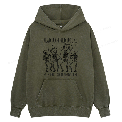 Pagewing Reading Books Tee Book Lover Gift Unisex Washed Hoodie