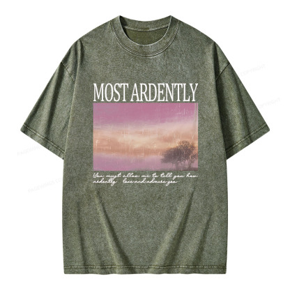 Pagewings Most Ardently Book Lover Unisex Washed T-shirt
